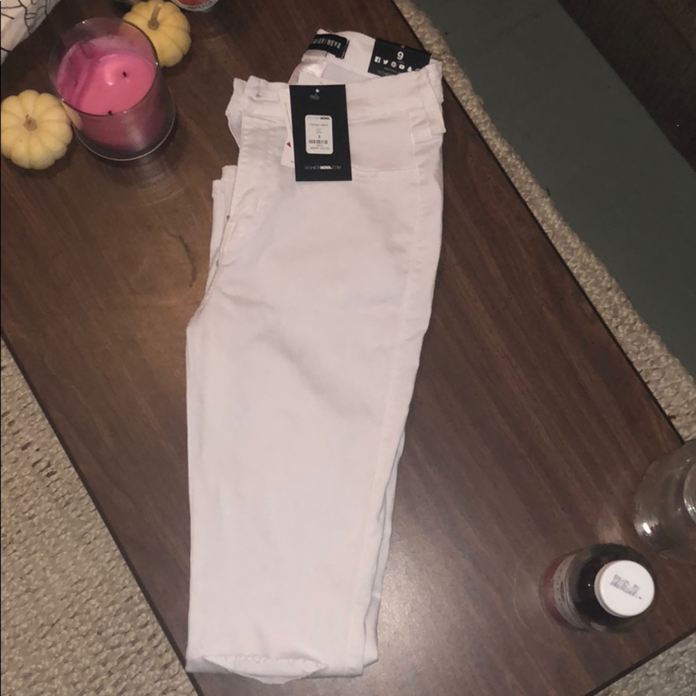 Fashion Nova White Skinny Ripped Jeans